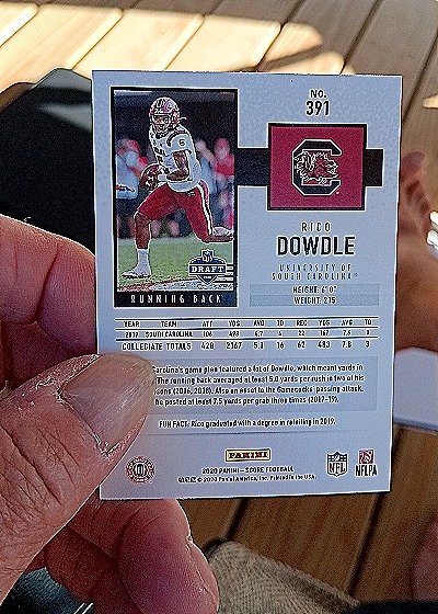 2020 Panini Score #391 Rico Dowdle — back