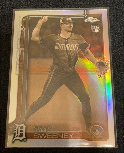 2025 Topps Chrome #6 Trey Sweeney Sepia Refractor Rookie Detroit Tigers — front