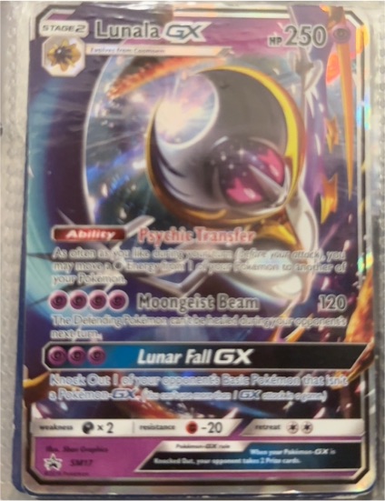Pokemon TCG Sun & Moon Black Star Promo #SM17 Lunala GX — front