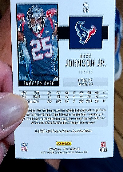 2020 Panini Score #88 Duke Johnson Jr. — back