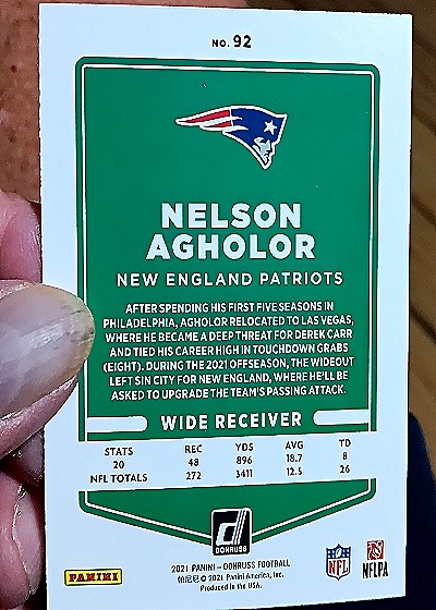 2021 Donruss #92 Nelson Agholor — back
