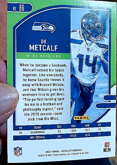 2021 Panini Absolute Football #86 DK Metcalf — back