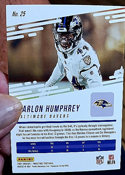 2021 Panini Prestige #25 Marlon Humphrey — back