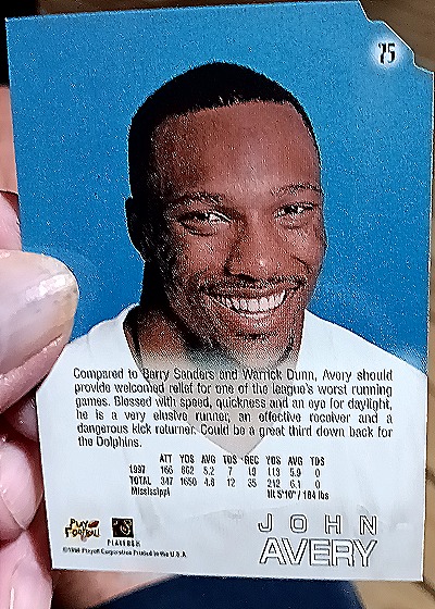 1997 Action Packed #75 John Avery — back