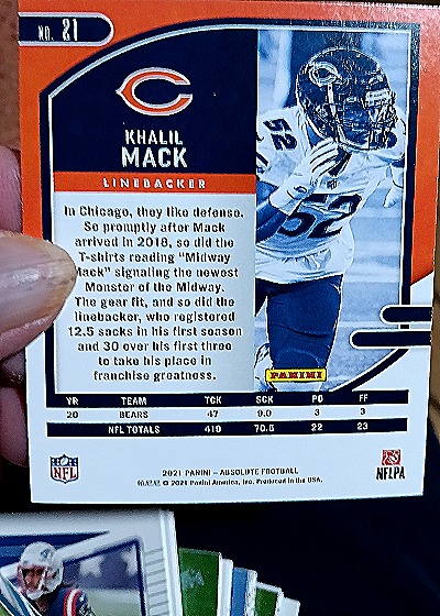 2021 Panini Absolute Football #21 Khalil Mack — back