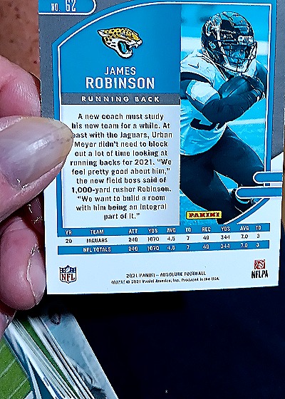 2021 Panini Absolute Football #62 James Robinson — back