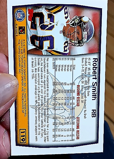 1999 Topps #119 Robert Smith — back