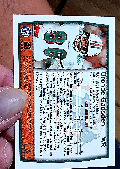 1999 Topps #296 Oronde Gadsden — back