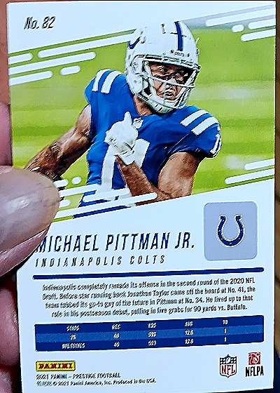 2021 Panini Prestige #82 Michael Pittman Jr. — back