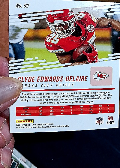 2021 Panini Prestige Football #92 Clyde Edwards-Helaire — back
