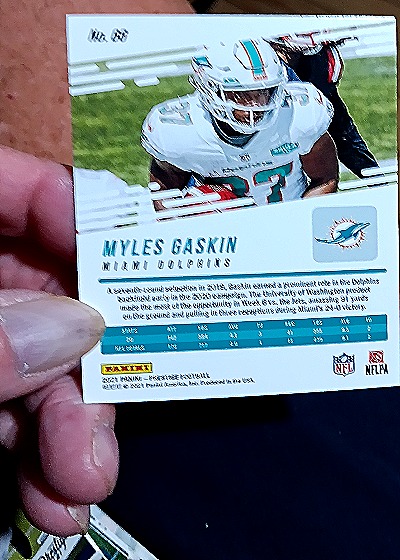 2021 Panini Prestige #66 Myles Gaskin — back