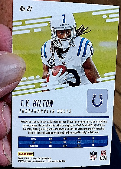 2021 Panini Prestige #81 T.Y. Hilton — back