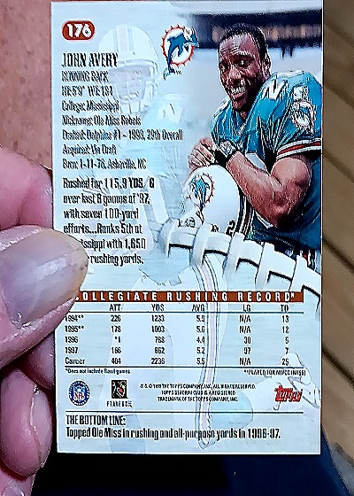 1990 Topps #176 John Avery — back