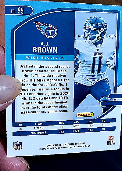 2021 Panini Absolute #99 A.J. Brown — back