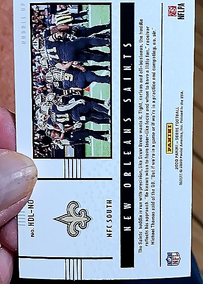 2020 Panini Score Huddle Up #HDL-NO New Orleans Saints — back