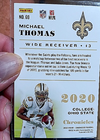 2020 Panini Chronicles #69 Michael Thomas — back