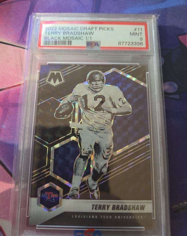 2022 Panini Mosaic Draft Picks #11 Terry Bradshaw Black Mosaic 1/1 — front