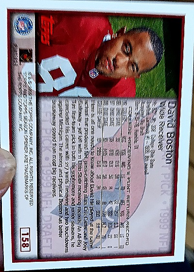 1999 Topps Season Opener #158 David Boston — back