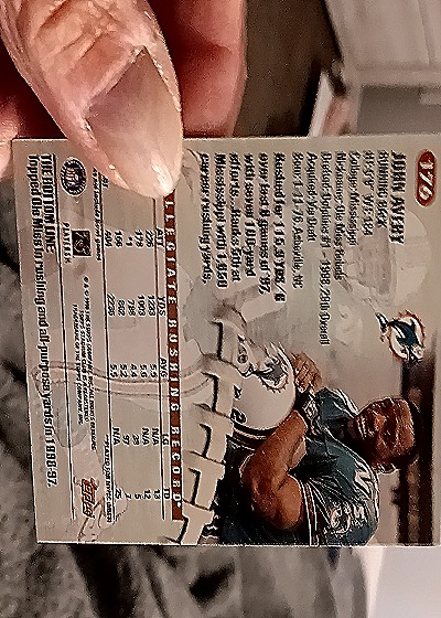 1999 Fleer #170 John Avery — back