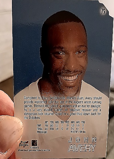 1998 Playoff Impact #75 John Avery — back