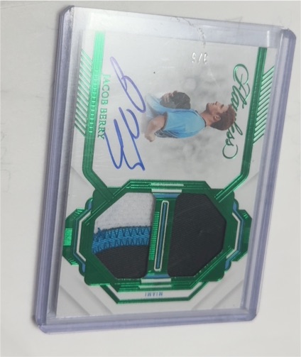 2023 Panini Flawless #DMA-JB Jacob Berry Dual Memorabilia Auto Sapphire #/25 — front