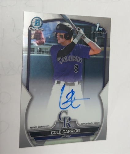 2023 Bowman Chrome 1st Cole Carrigg Autograph — front