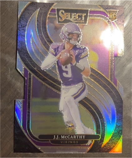 2024 Panini Select Premier Level #134 J.J. McCarthy Silver Prizm Die Cut Rookie Card — front