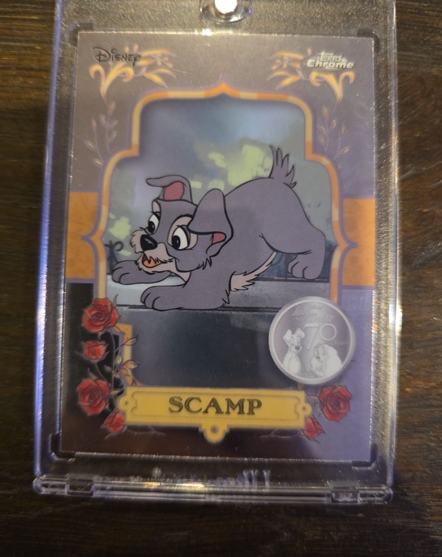 2025 Topps Chrome Disney Scamp 70th Anniversary SSP Refractor #LT-10 — front