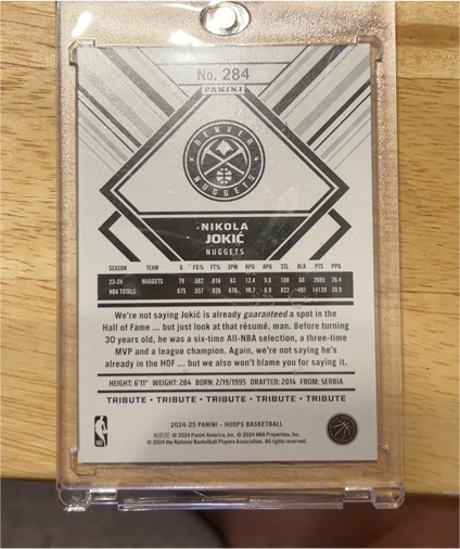 2024-25 Panini NBA Hoops Hoops Tribute #284 Nikola Jokic — front