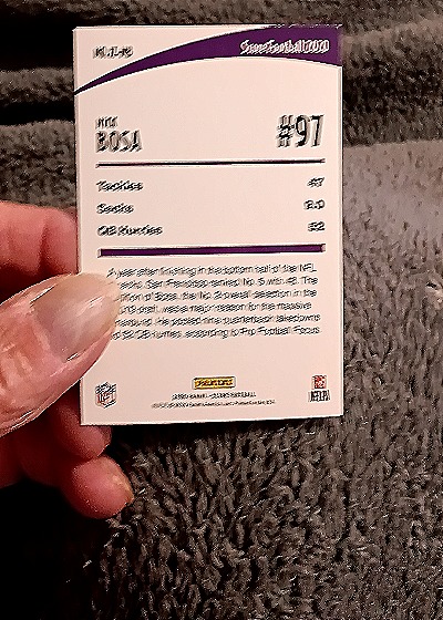 2020 Panini Score In The Zone #IZ-NB Nick Bosa — back