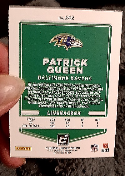 2021 Panini Donruss #242 Patrick Queen — back