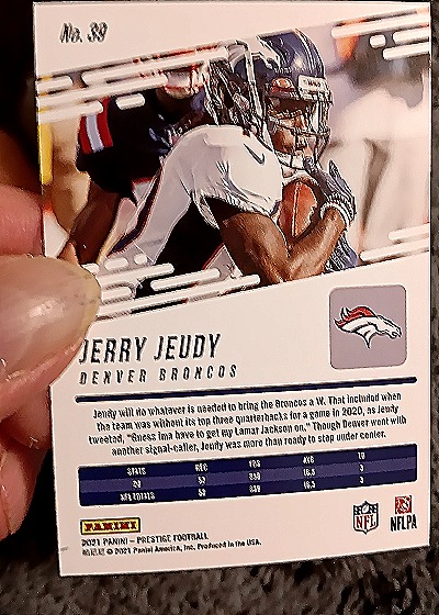 2021 Panini Prestige #39 Jerry Jeudy — back
