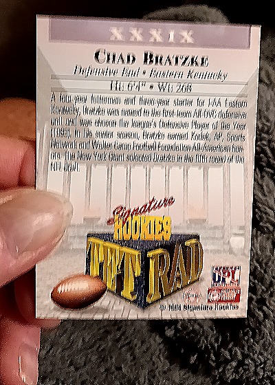 1994 Signature Rookies Tetrad #XXXIX Chad Bratzke — back