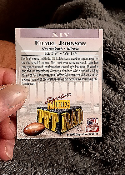 1994 Signature Rookies Tetrad #XIV Filmel Johnson — back