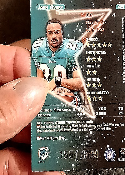 1998 Topps Stars #49 John Avery — back