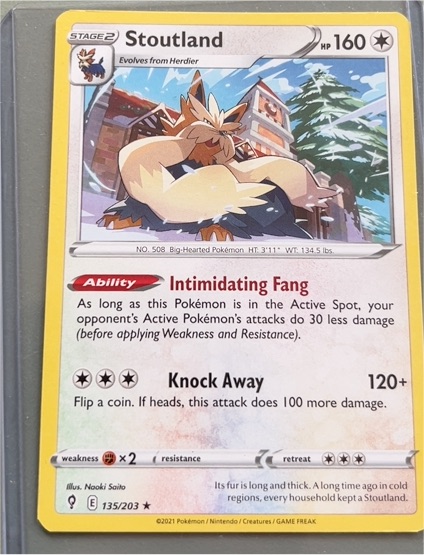 2021 Pokemon Sword & Shield Evolving Skies #135 Stoutland — front