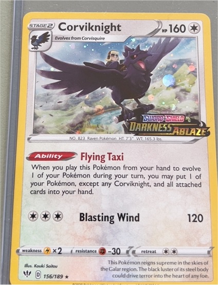 2020 Pokémon TCG Sword & Shield Darkness Ablaze #156 Corviknight — front