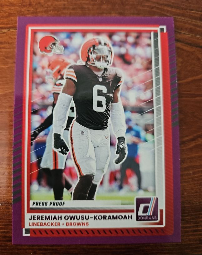 2025 Donruss Purple Press Proof Jeremiah Owusu-Koramoah — front