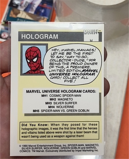 1990 Impel Marvel Universe Hologram #MH1 Cosmic Spider-Man — front
