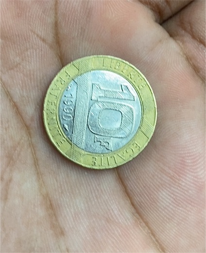 1990 France 10 Francs Bi-Metallic Coin — front