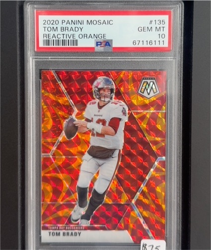 2020 Panini Mosaic #135 Tom Brady Reactive Orange — front