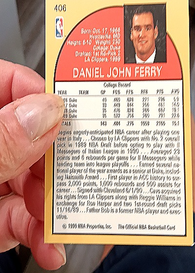 1990 NBA Hoops #406 Danny Ferry — back