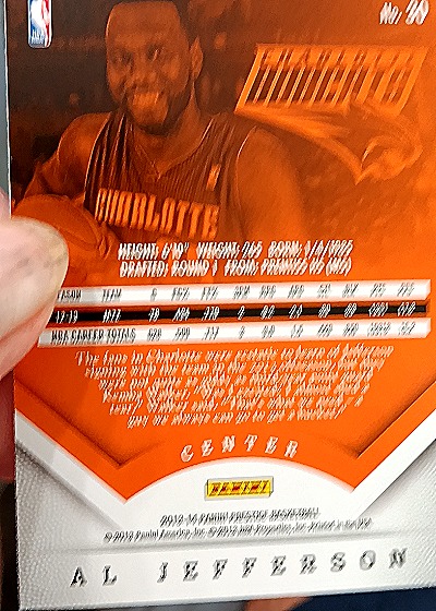 2013-14 Panini Prestige #30 Al Jefferson — back