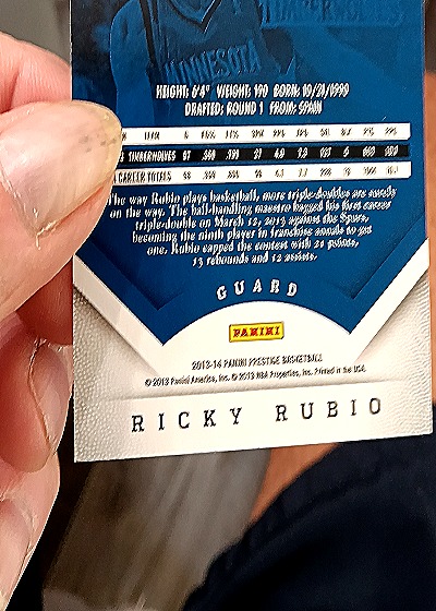2013-14 Panini Prestige #86 Ricky Rubio — back