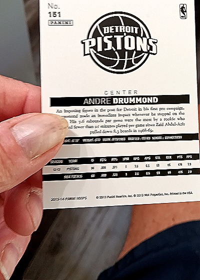 2013-14 Panini Hoops #151 Andre Drummond — back