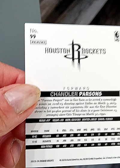 2013-14 Panini NBA Hoops #22 Chandler Parsons — back