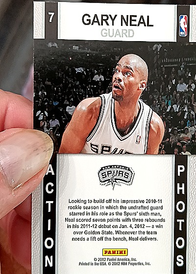 2011-12 Panini NBA Hoops #7 Gary Neal — back