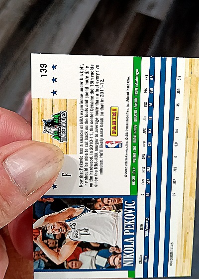 2011-12 Panini NBA Hoops #139 Nikola Pekovic — back