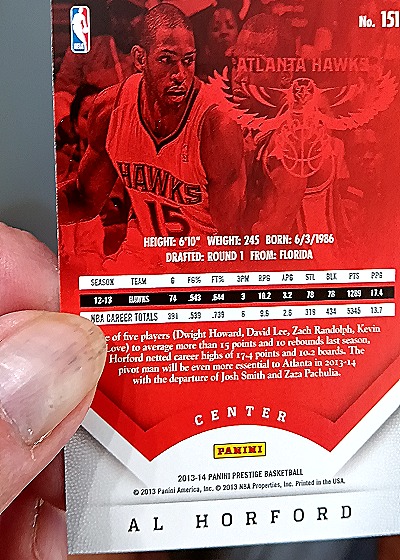 2013-14 Panini Prestige #151 Al Horford — back