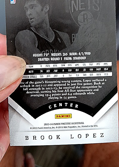 2013-14 Panini Prestige #131 Brook Lopez — back
